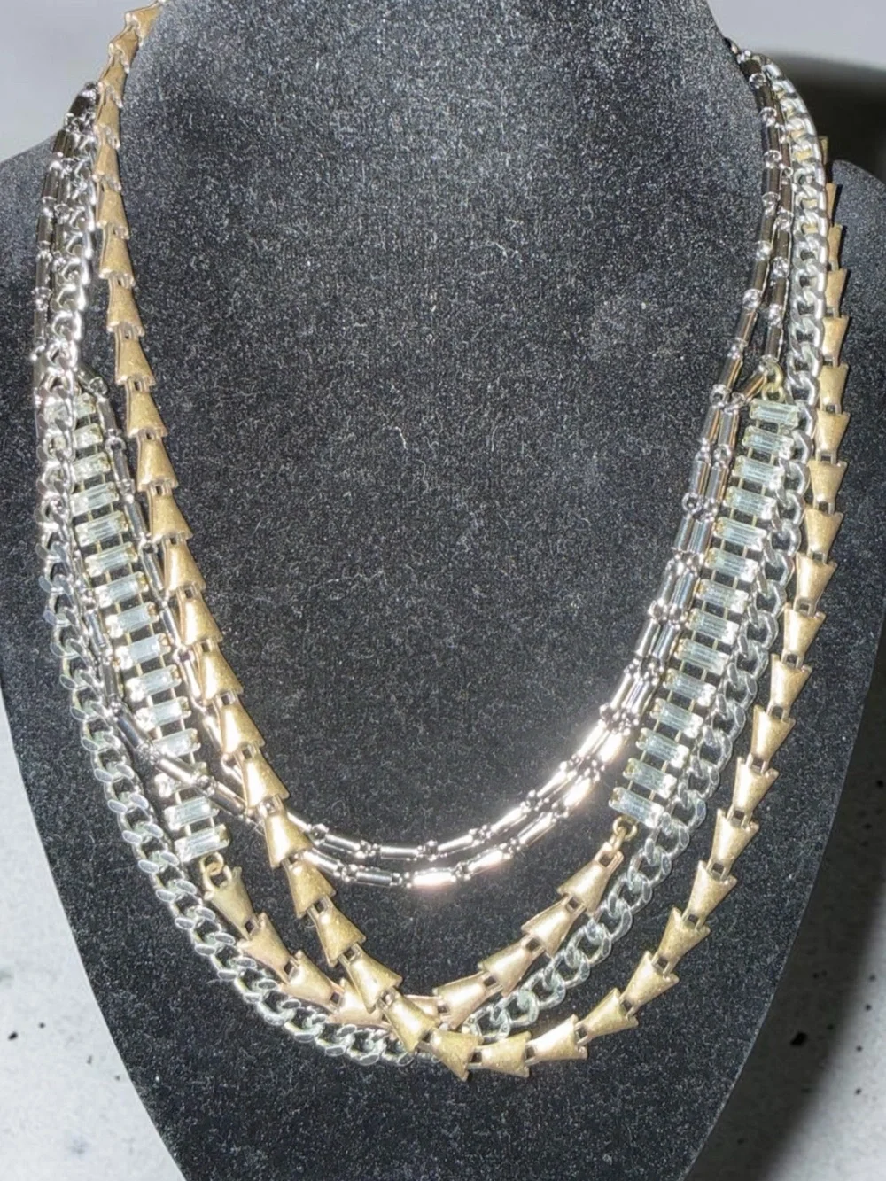 Stella & Dot Multi-Strand Necklace | Mixed Metal Crystal Chain Necklace